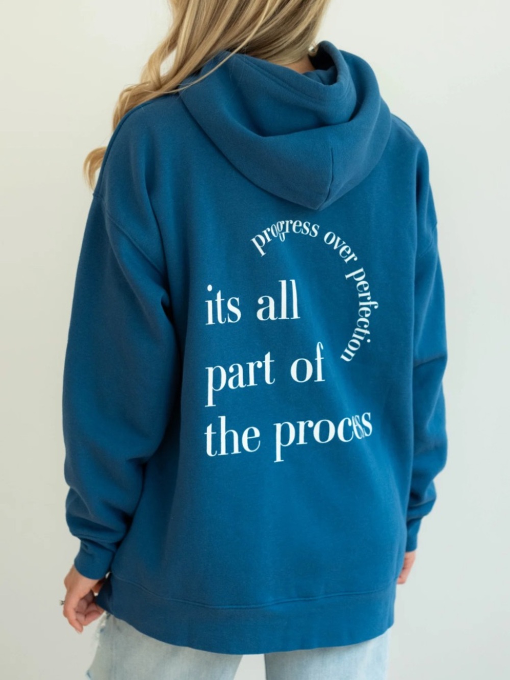BRUNETTE THE LABEL The Progress Over Perfection Big Sister hoodie blue size M/L